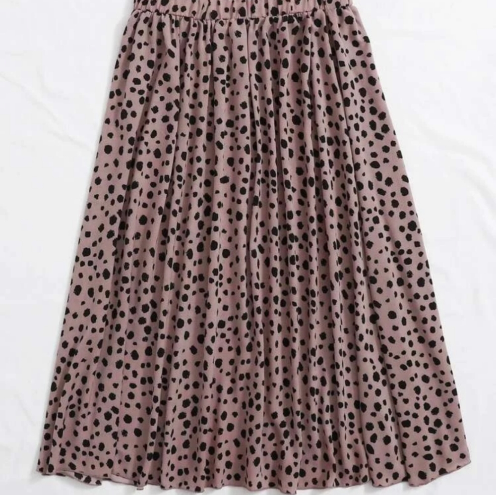 Shein beige dot patterned maxi skirt